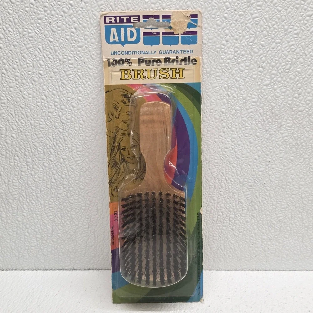 Vintage Rite Aid 100% Pure Bristle Hair Brush Wood Handle New Old Stock